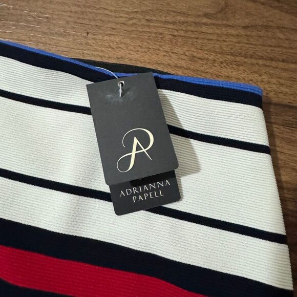 Adrianna Papell Pencil Skirt Multicolor Striped Viscose Lined Womens XL White - Picture 6 of 12
